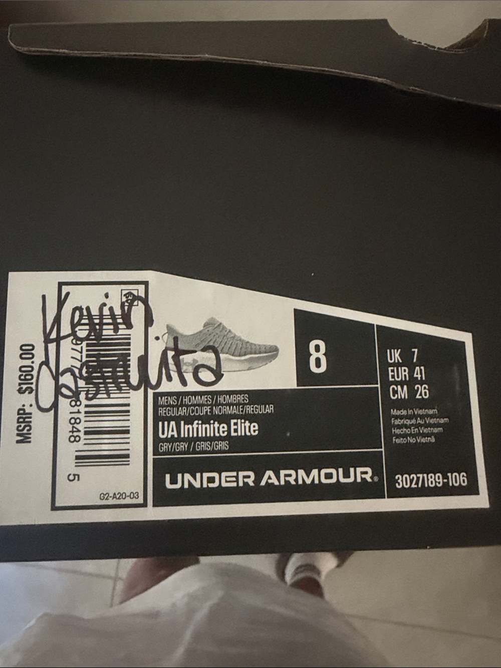 Under Armour Light Gray and Maroon Performance Running Shoe - Picture 7 of 7